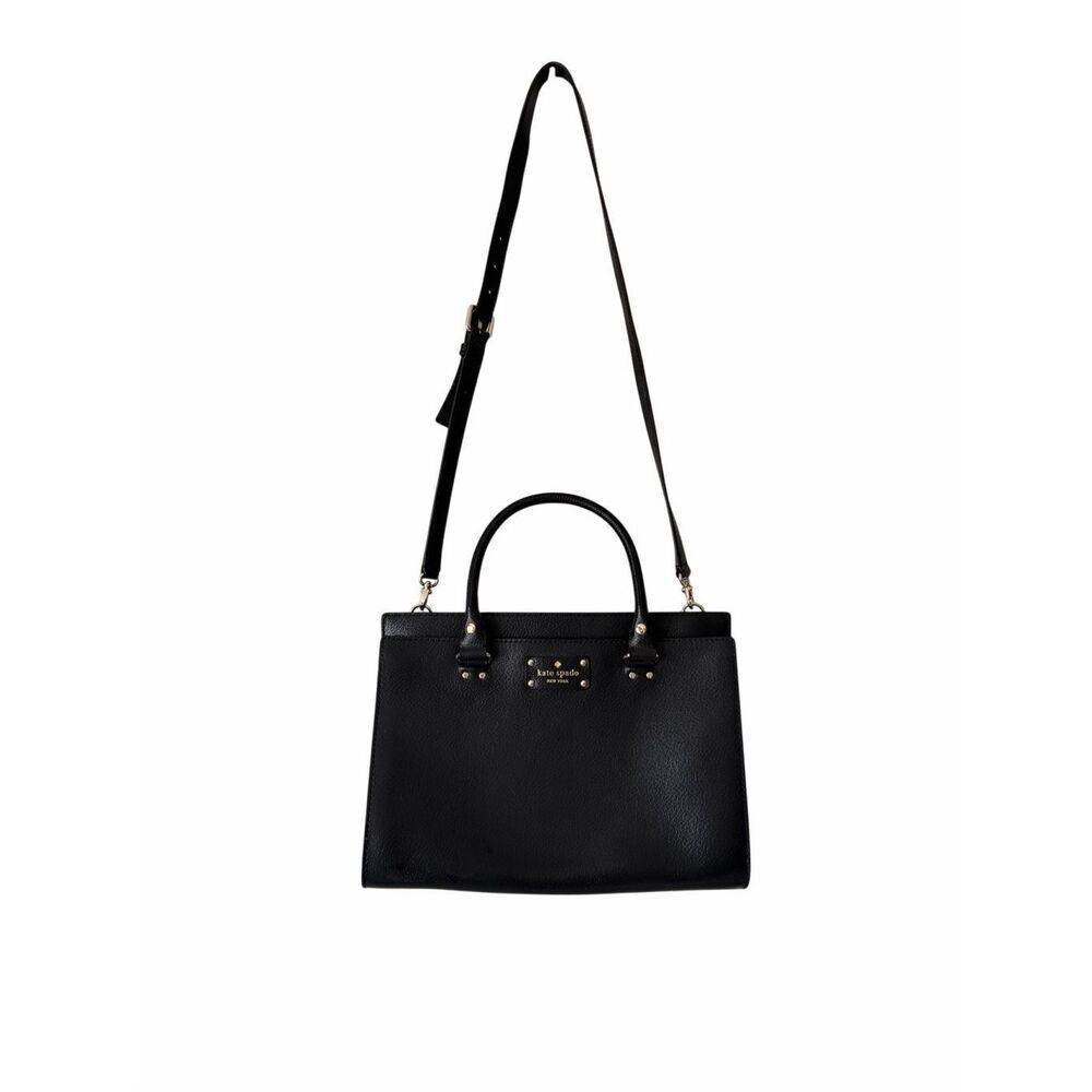 Kate Spade New York Durham Wellesley Black Leather Top Handle Zipper Satchel Bag
